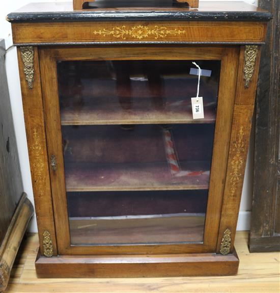 A Victorian inlaid walnut pier cabinet, W.76cm